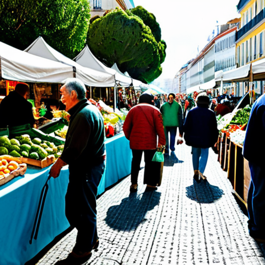 환경보호 활동 사례 분석 - Sustainable Food Market**
"A bustling organic farmer's market in Lisbon, Portugal, filled with fres...