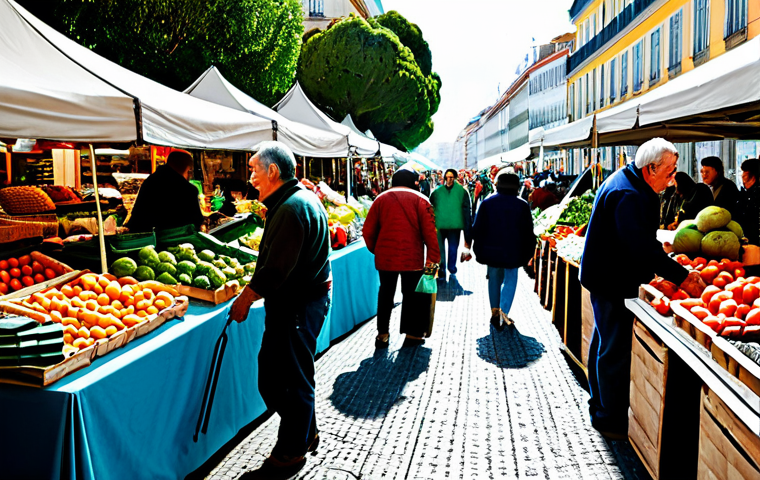 환경보호 활동 사례 분석 - Sustainable Food Market**
"A bustling organic farmer's market in Lisbon, Portugal, filled with fres...